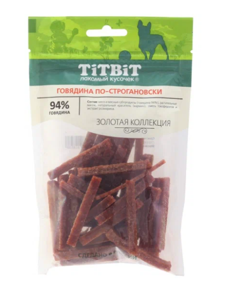 Лакомство TiTBiT для собак, говядина по-строгановски, 80 г