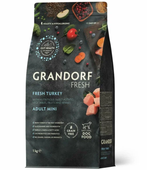 GRANDORF DOG 1кг Fresh Dog Adult Mini Turkey&Sweet Potato (С индейки и бататом д/собак мелких пород)