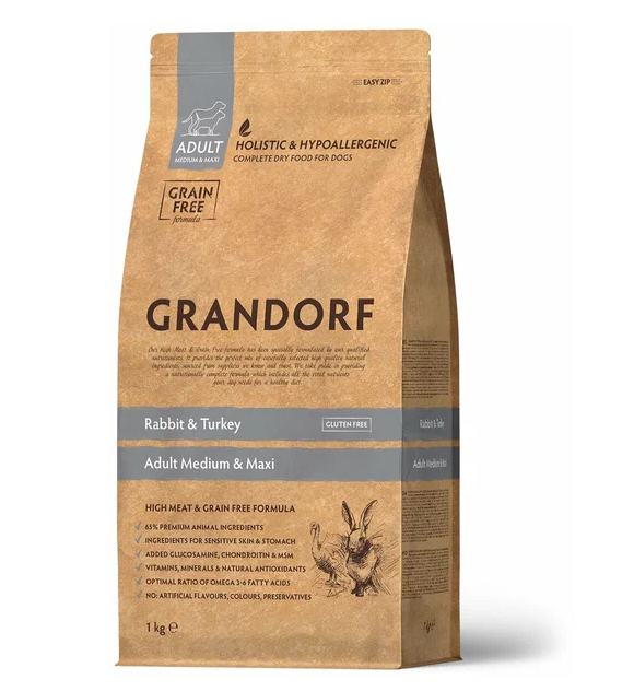 GRANDORF DOG 1 кг Rabbit&Turkey MED&MAXI (кролик с индейкой для собак средних и крупных пород)