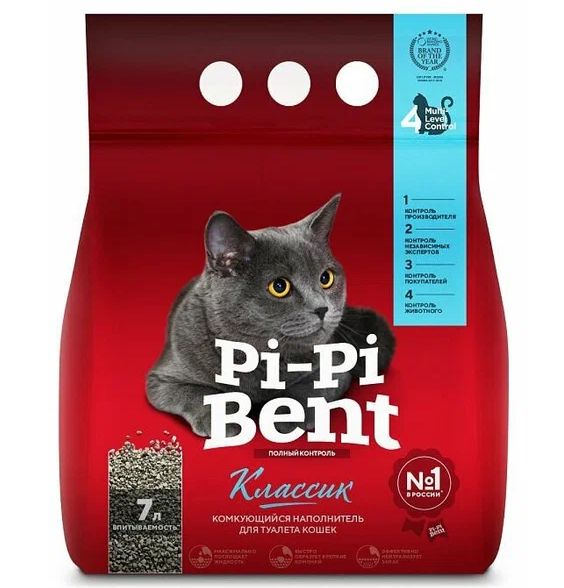 Pi-Pi-Bent 3 кг 7 л "Classic" (п/эт.пакет) комк. наполнитель д/кошек