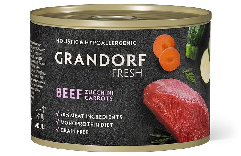 GRANDORF FRESH (жб) 200 г д/собак Паштет из говядины с цукини и морковью