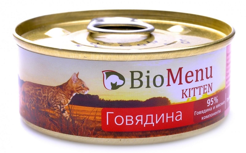 Biomenu 100 гр KITTEN консервы для котят говядина