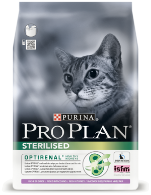 Корм ПроПлан STERILISED для стерилизованных кошек и кастрированных котов, Индейка