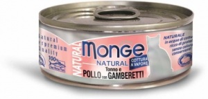 Monge Cat 80 гр Natural консервы для кошек тунец с курицей и креветками