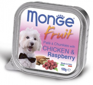 Monge Dog 100 г Fruit консервы для собак курица с малиной