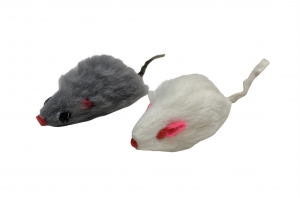 Мышь меховая серая+ белая 5 см Perseiline (ИК -102,101)