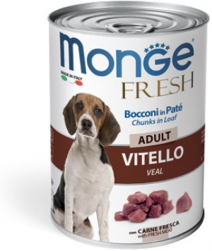 Monge Dog 400 г Fresh Chunks in Loaf консервы для собак мясной рулет телятина