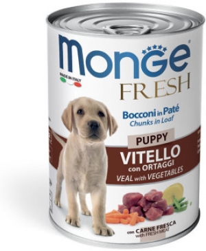 Monge Dog 400 г Fresh Chunks in Loaf консервы для щенков мясной рулет телятина с овощами