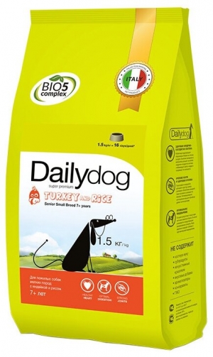 Dailydog 1,5 кг ADULT SMALL BREED Turkey and Rice для собак мелких пород с Индейкой и рисом