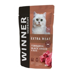 WINNER Extra MEAT 80 гр для кошек Говядина Black Angus в соусе