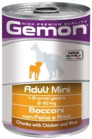 Gemon Dog 415 гр Mini  консервы для собак мелких пород  кусочки курицы с рисом