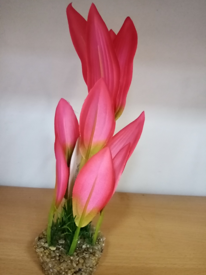Растение шелк/пластик 201173, 23см, розовое																						